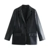 PB&ZA 2023 Autumn/Winter New Unisex Fashion Versatile Commuter Loose fitting PU Faux Leather Suit Coat Leather Coat 1