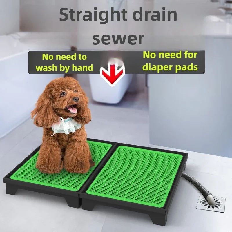 WC per cani da 28 cm con parete di contenimento, combinazione comoda per cani di taglia grande, vasca per urina con scarico automatico, tappetino con ventosa - immagine 2