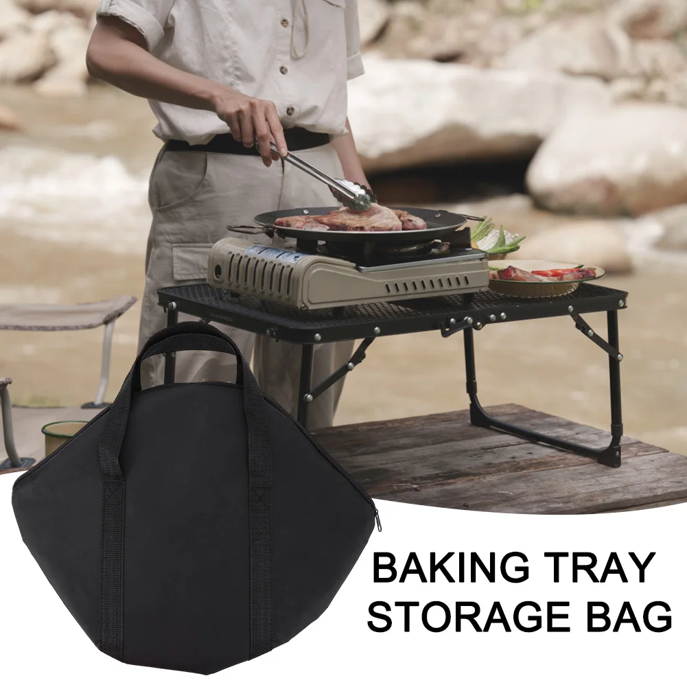 Baking Pan Storage Bag with Handle Wear-Resistant Grilling Pan Pouch 47x38cm Camping Frying Pan Bag Outdoor BBQ Tool for Kitchen