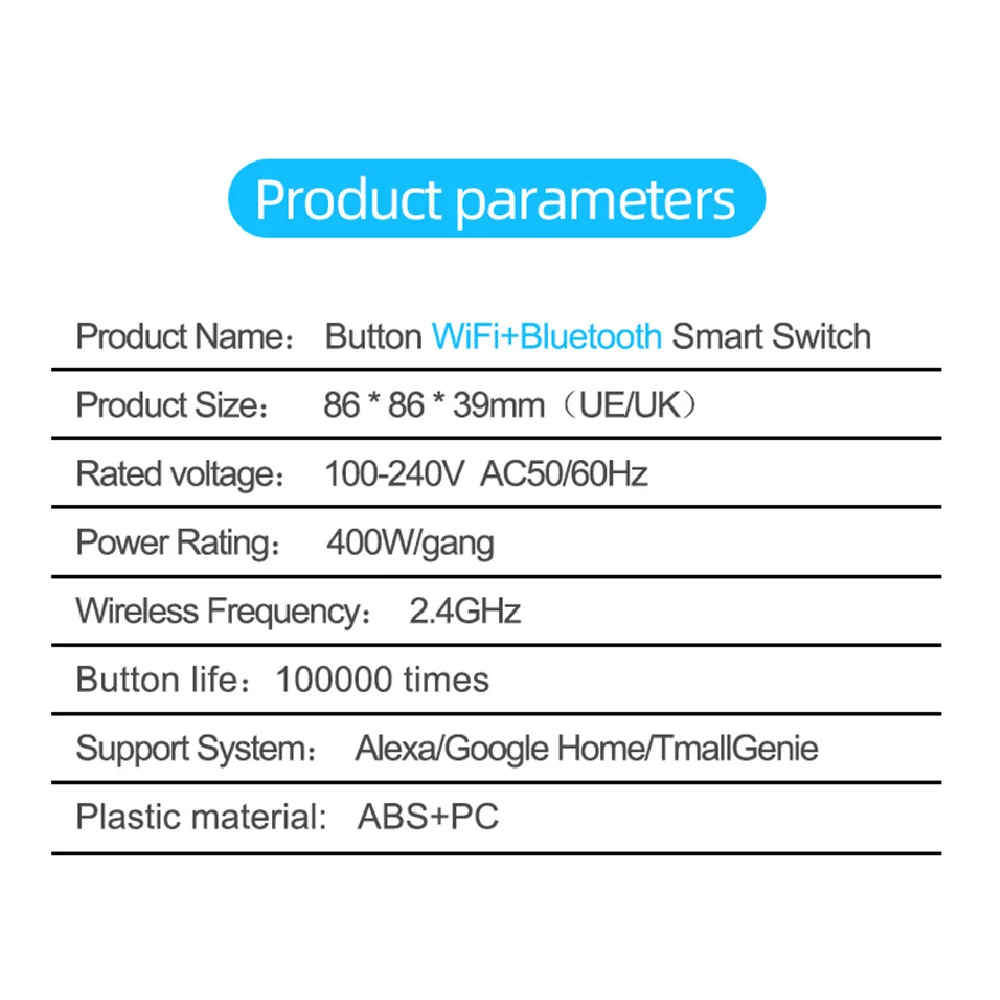 Contrôleur de bouton poussoir de commutateur intelligent Tuya, commutateurs WiFi, pas de fil d'al melon, nous-mêmes avec Alexa Google Home, application Smart Life, 1 gang, 2/3 gangs