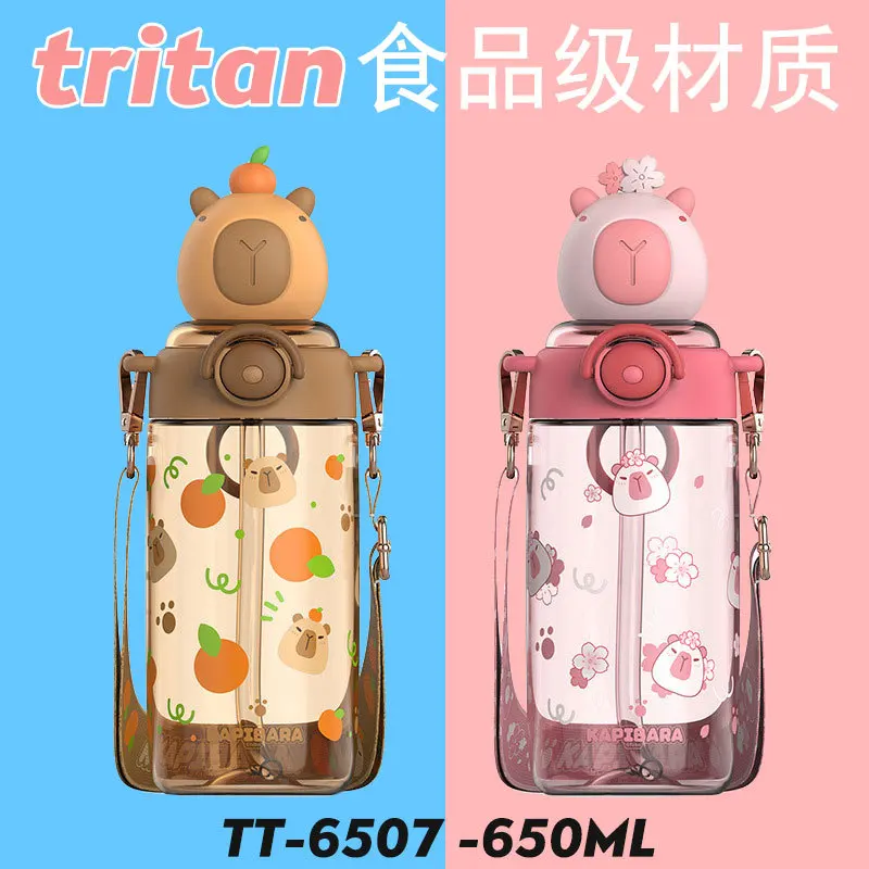 Kawaii High Quality Capybara Tritan Bottles Material Water Cup Kids Portable kapibara Sditch Stress Relief Weddings Gifts