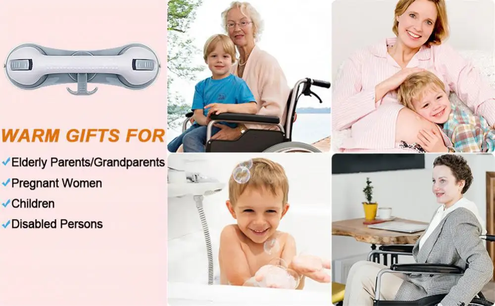 Description Picture 2 of item40kg-110kg Bathroom Suction Cup Shower Handle Safety Anti Slip Handrail Support Bar For Elderly Bath Shower Accessories Grab Bar