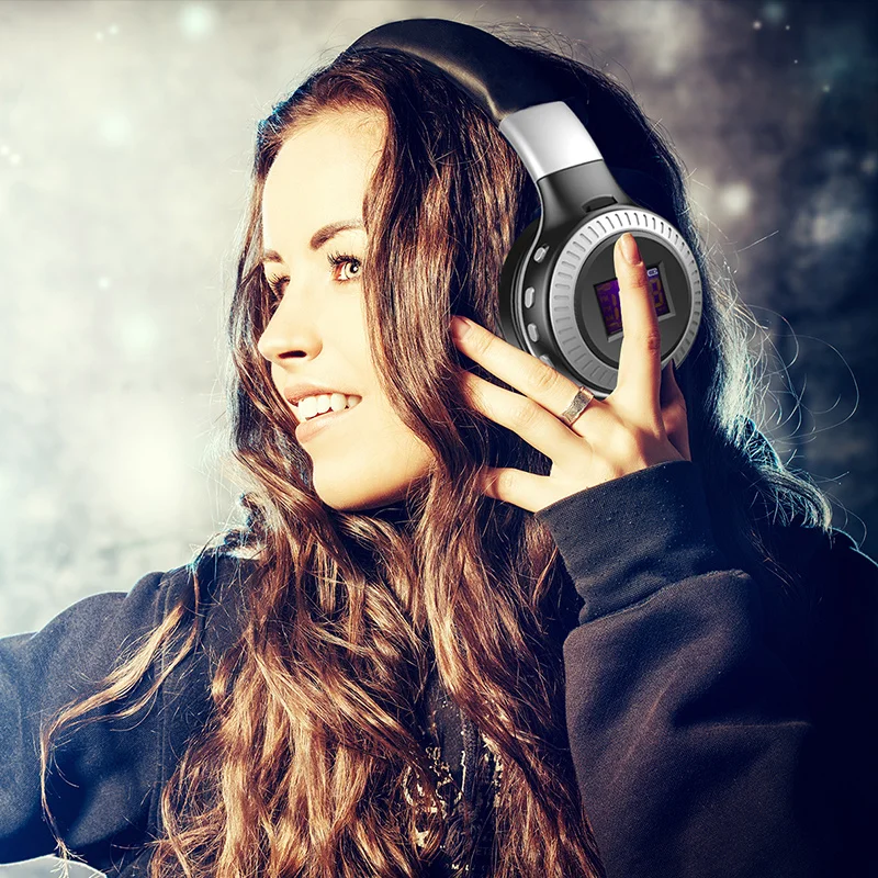 Bluetooth 5.3 Headphones with mic LED Digital Screen Bass Headsets Wireless Earphones with TF/FM Radio for Computer PC Laptop