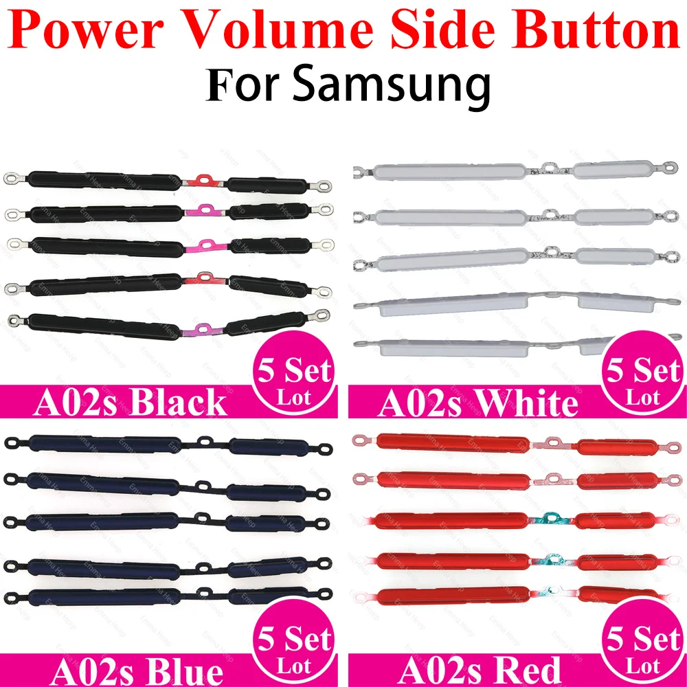 Power Volume Side Button Key 5Set For Samsung A01 A02 A02S A03 Phone Housing On Off Up Down Small Repair Parts