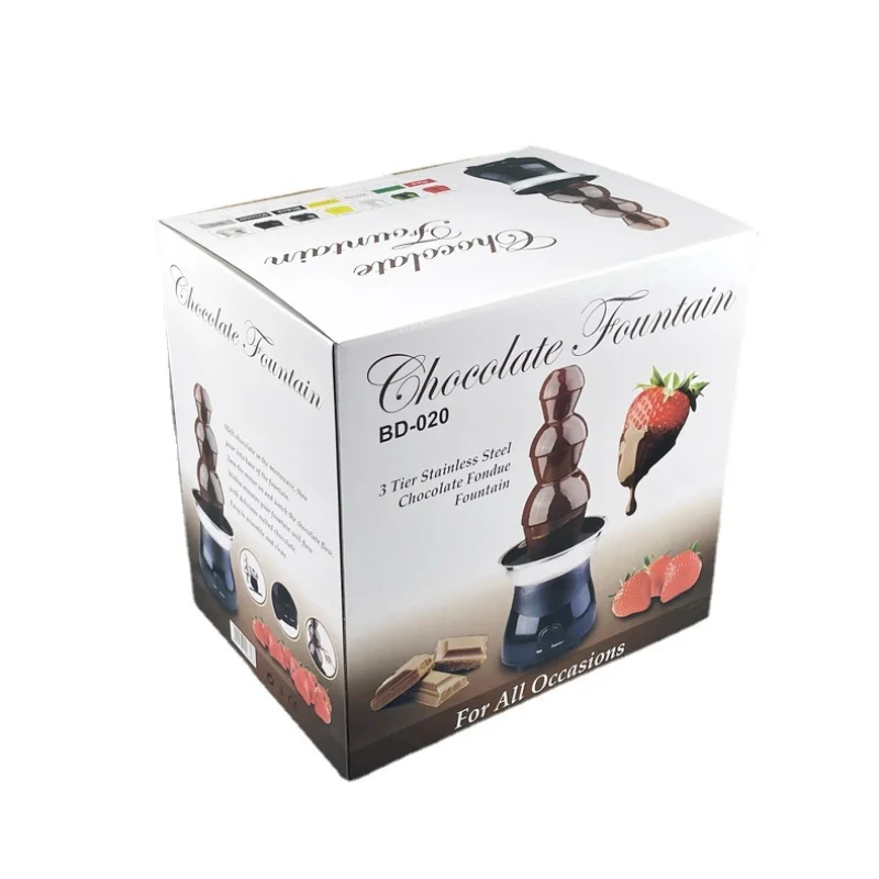 110V/220V merchant Stainless steel Triple chocolate fountain machine mini melting pot Electric party fuente de chocolates