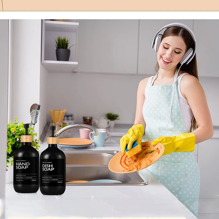 Soap Dispenser Bathroom Shower Shampoo Body Wash Bottle Refillable Kitchen Dish and Hands Soap Liquid Container