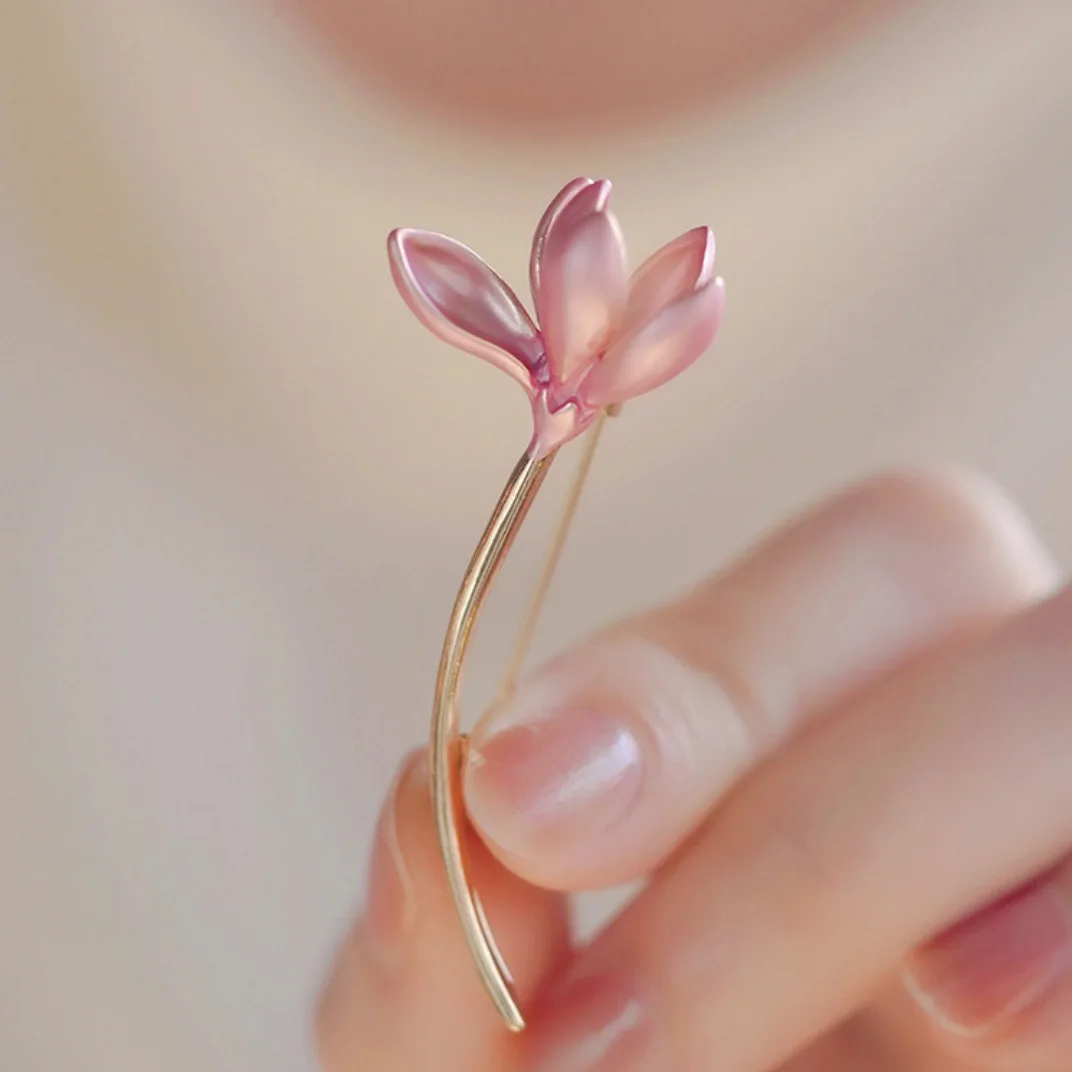 Broche De Flor De Loto Para Mujeres Y Niñas, Chapado En Oro Con Diamantes De Imitación