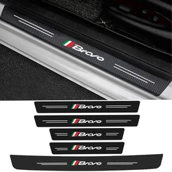 Car Front Rear Door Sill Scuff Plate for Fiat Bravo Badge Carbon Fiber Welcome Pedal Trunk Bumper Threshold Protector Stickers
