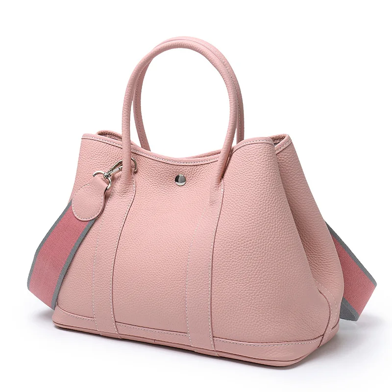 

Women‘s Bags Fashion Design Handbags Cowhide Leather Tote Crossbody Bag with Canvas Wide Shoulder Straps Party Shopping