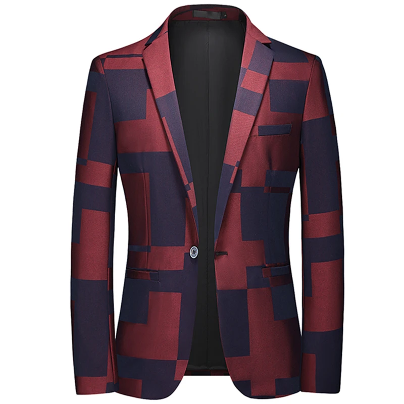Fashion New Men's Casual Boutique Business Personalized Printing Slim Fit Blazers Jacket Suit Dress Coat Large Size 6XL