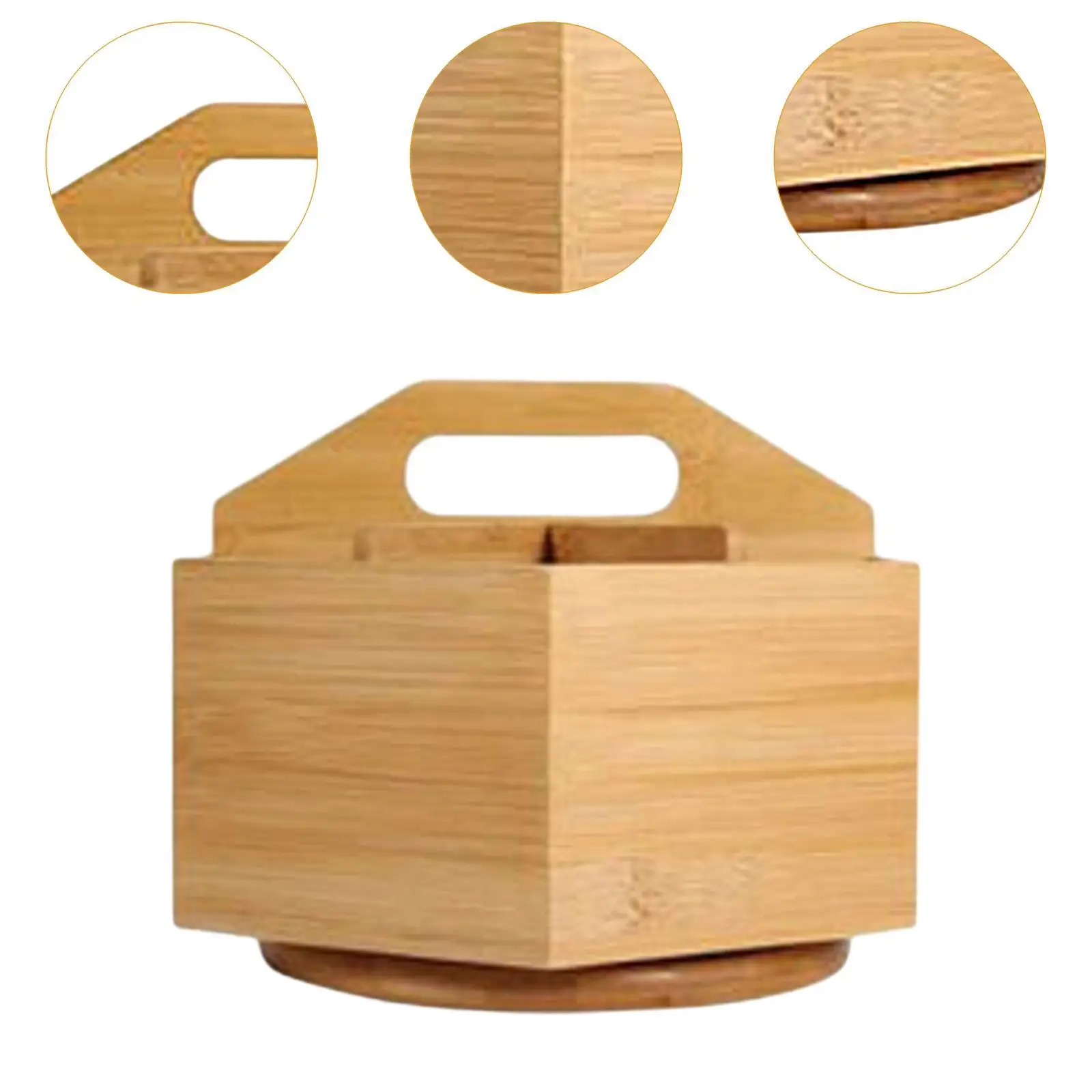 Desktop Organizer Rotatable Wood Multifunctional Art Supply Organizer Desk Storage Caddy for Classroom School Home Office Rulers 5