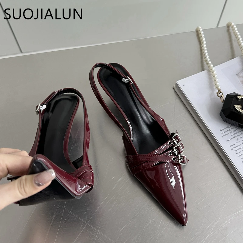 Women Sandal Fashion Buckle Pointed Toe Slip On Slingback Shoes