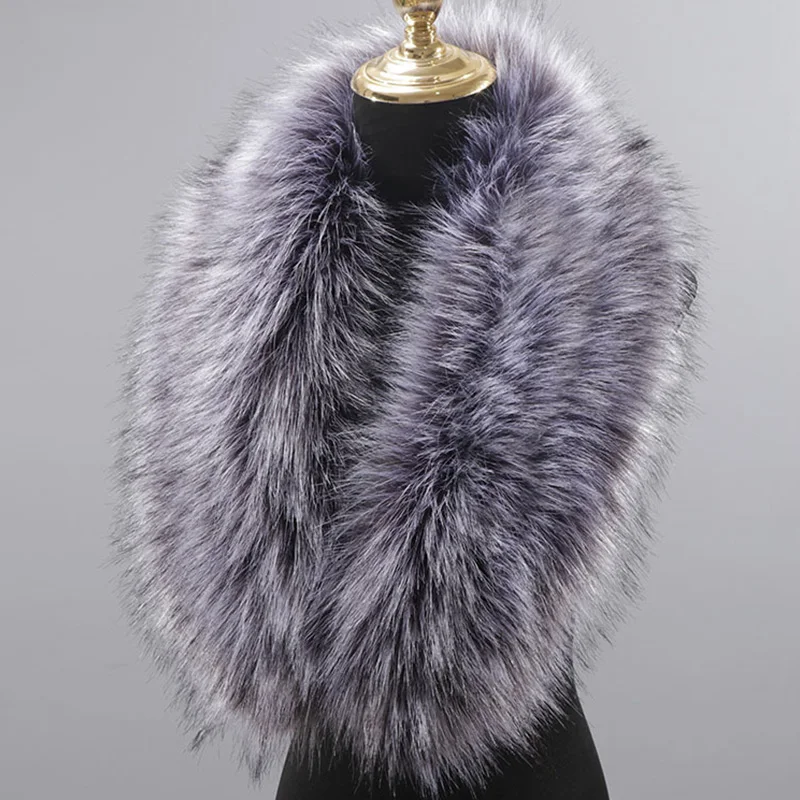 

Women Large Fox Fur Collar Fake Neck Woman Thick Fox Fur Collar Removable Warm Outerwear Jacket Thick Removable Fur Collar