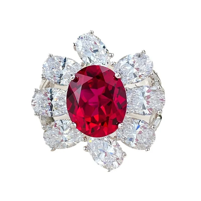 

Серебряное кольцо S925, длинное Золотое серебряное кольцо S925, модное кольцо 10*12 мм, овальное красное кольцо