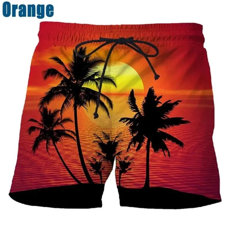 Coconut Tree Hawaiian Beach Shorts 3D Printing Summer Men's Casual Swimming Shorts High Elastic Quick Dry Swim Trunks 4