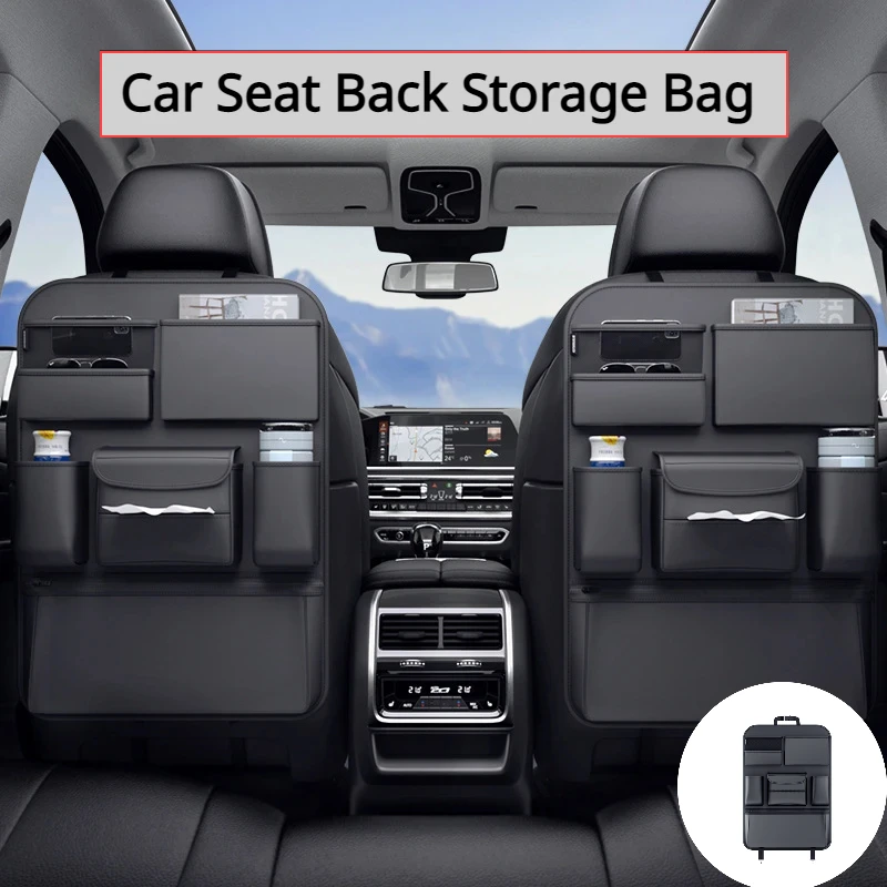 

Car Seat Back Storage Bag Tissue Box Organizer Multifunction Storage Box Backseat Protector PU Leather Car Interior Accessories