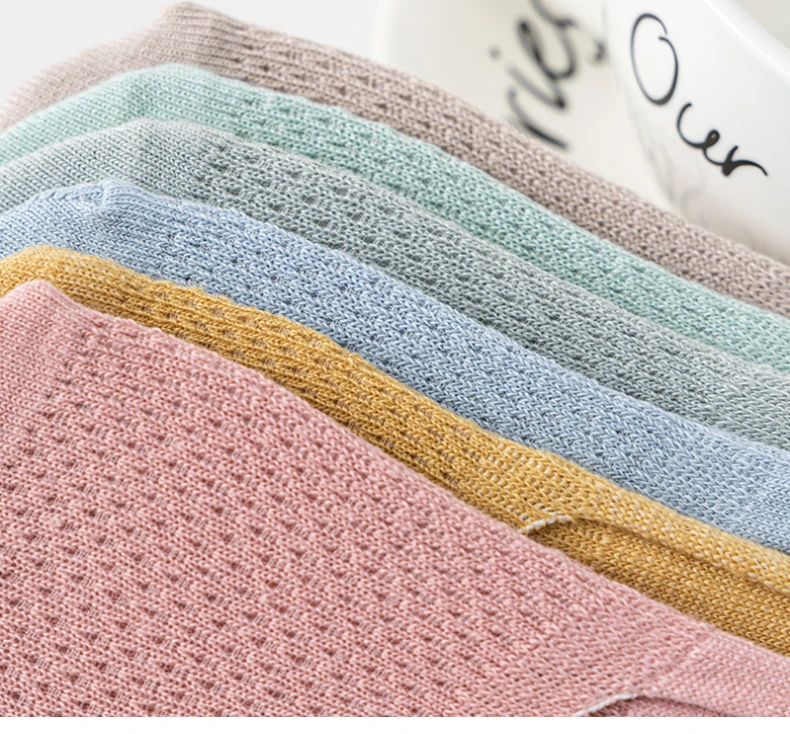Womens Breathable Mesh Boat Socks - 5 Pairs Invisible Low Cut Anti-Slip Summer Socks