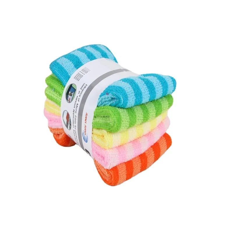 

5PCS Microfiber Thick Kitchen Towel Dishcloth Household Kitchen Rags Gadget Non-stick Oil Table Cleaning Wipe Cloth Scouring Pad