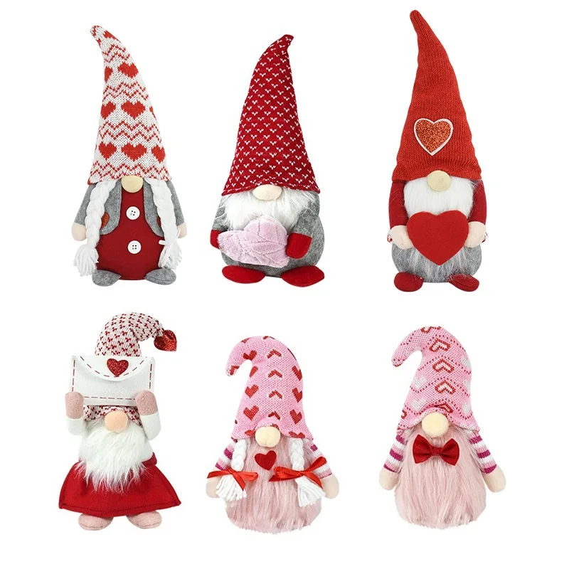 

1P Love Heart Faceless Gnome Plush Doll Ornaments for Christmas Valentines Day Wedding Decorations Xmas New Year Gifts Doll Toy