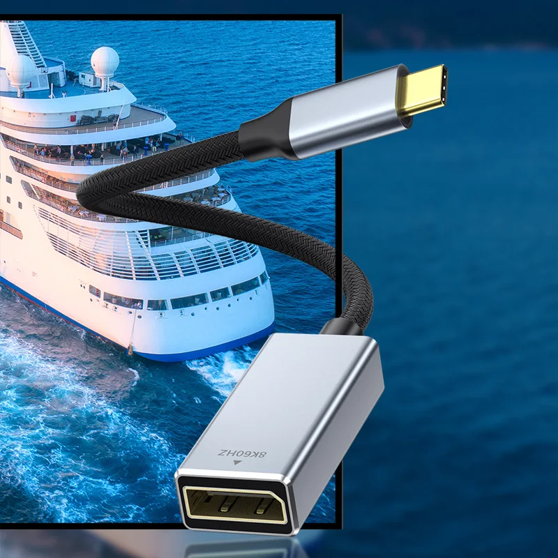 USB C에서 DP 1.4 어댑터, USB C 말레토 DP 1.4 암 케이블, 맥북 에어 프로용, 지지대 다이내믹 HDR, 32.4Gbps, 8K @ 60HZ, 4K @ 120Hz