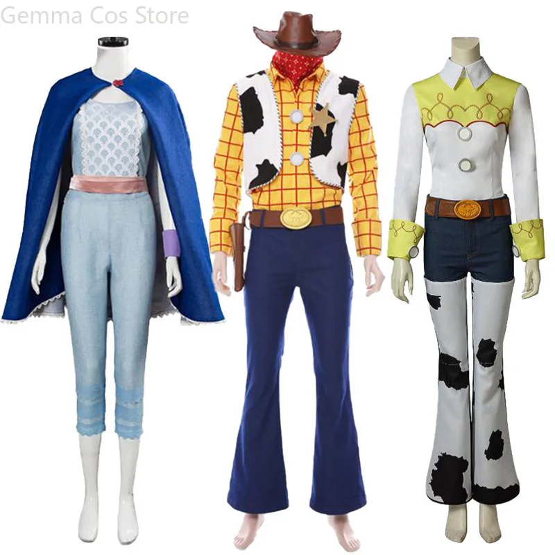 

Child Adult Woody Jessie Bo Peep Cosplay Costume Men Cowboy Uniform Women Cape Top Pants Suit Halloween Comic Con Unisex Outfit