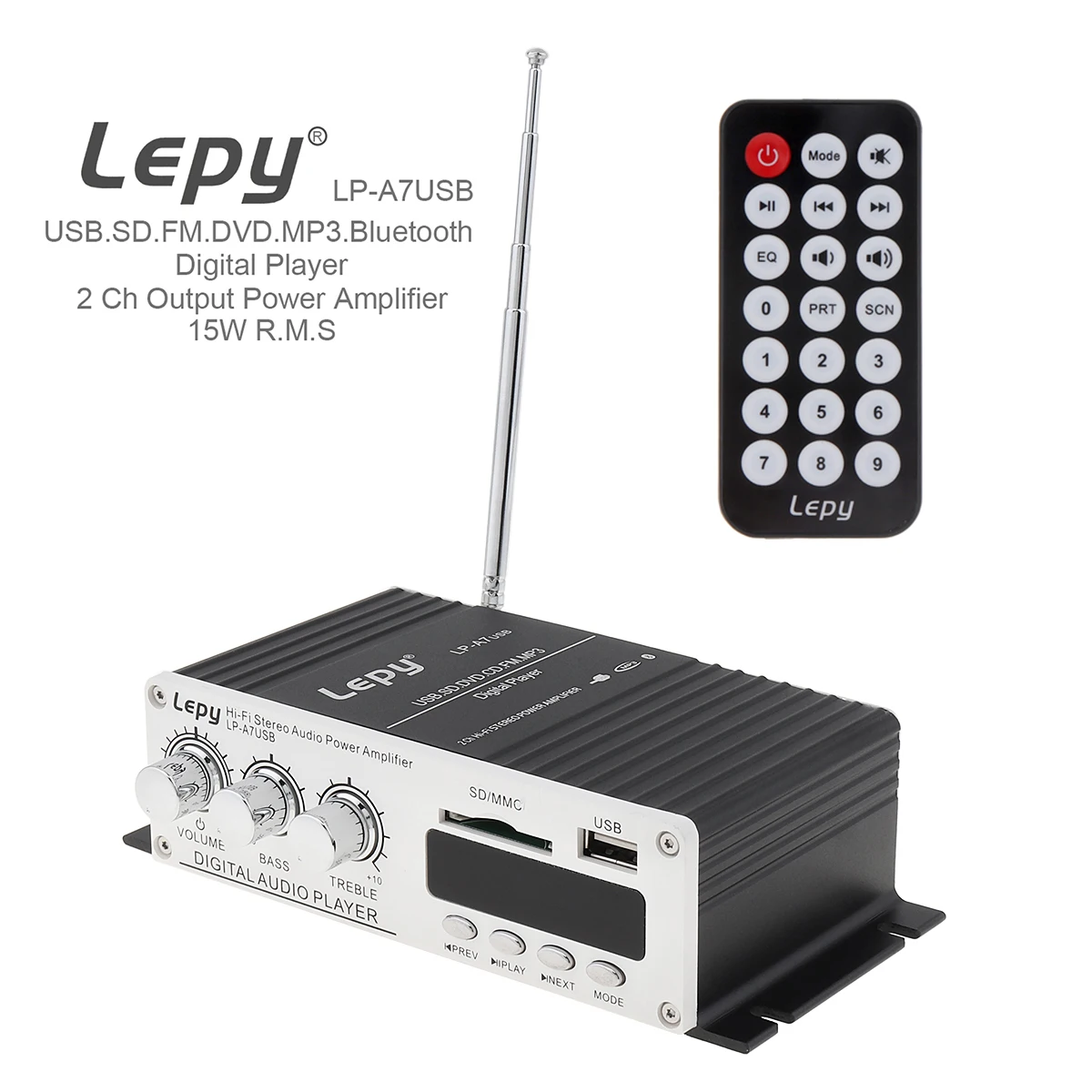 Bluetooth 12V Car Mini Hi-Fi Stereo Audio Amplifier Auto Audio FM MP3 Palyer Support USB/SD/DVD/CD With Remote Controller