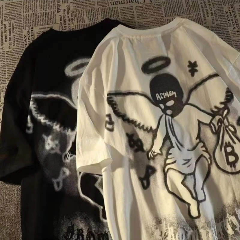 

Футболка Мужская/женская с принтом ангела и коротким рукавом