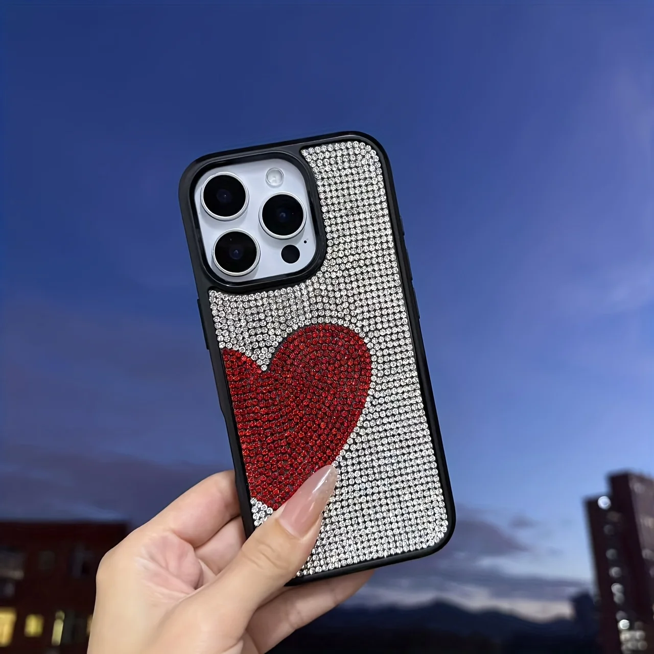 Luxury Full Diamond Heart Pattern Sparkle Soft Phone Case Cover