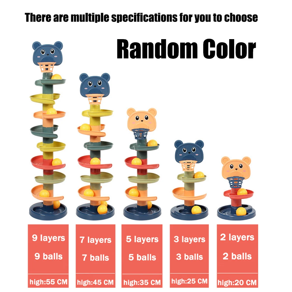 Educational Toys Montessori Baby Toys Rolling Ball Pile Tower Early Educational Toy For Babies Rotating Track Baby Gift Stacking Toy For Children