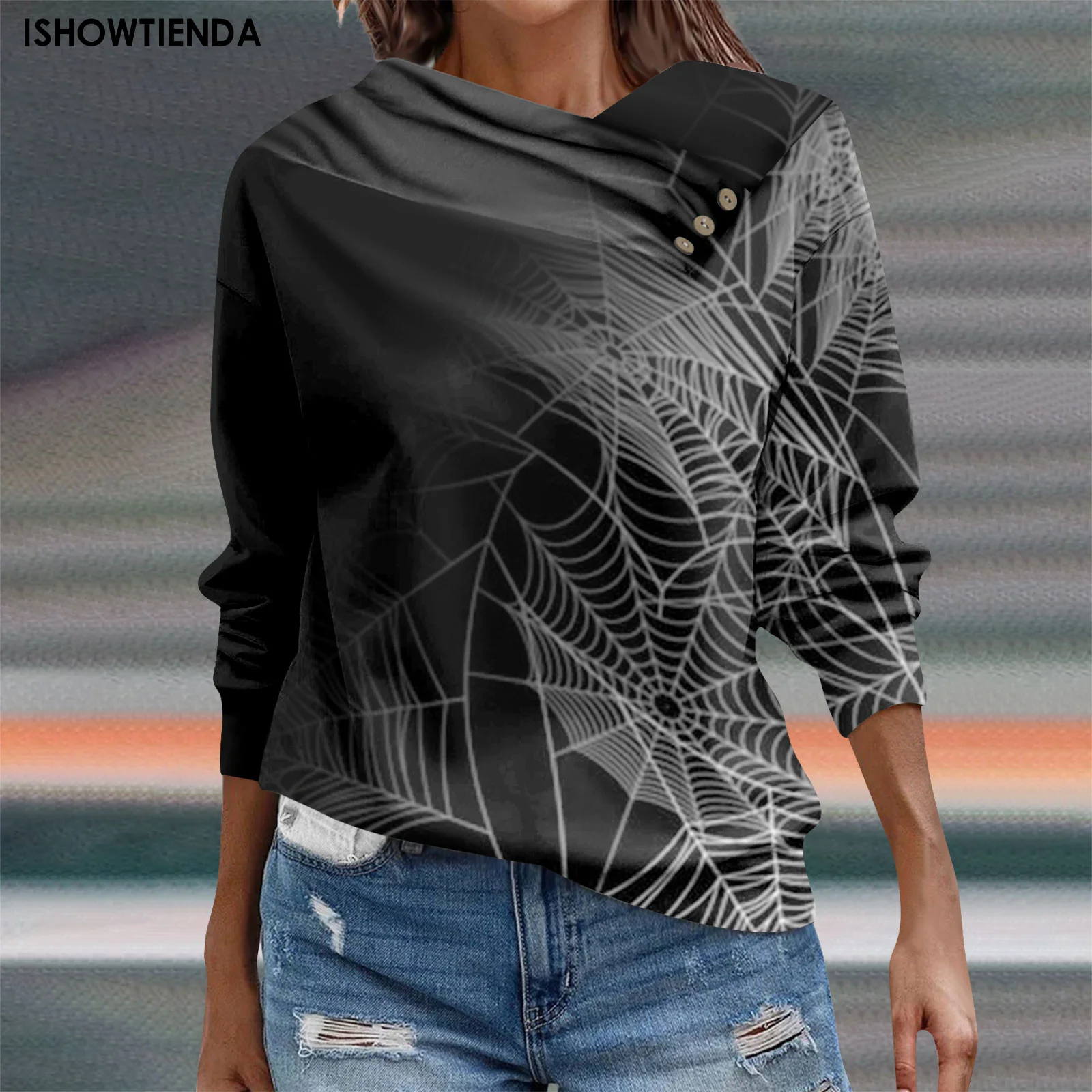 

Retro Halloween Ghosts Party Sweatshirt Ladies Funny Halloween Sweats Gothic Style Pullovers Women Casual Vintage Sweatshirt