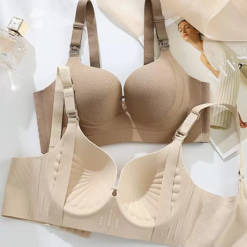Seamless Side-gathering Breastfeeding Underwear for Women, Big Breasts Look Small, Pregnancy and Postpartum Feeding, Push-up Bra | Women Undergarments