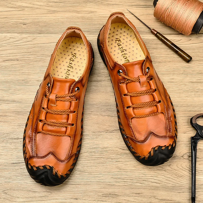 38-48 Fashion Luxus Dress Hand Sewn Hiking Men Leather Shoes  Luxury Mens Loafers Dress Shoes Men Running Sneakers Free Shipping 6