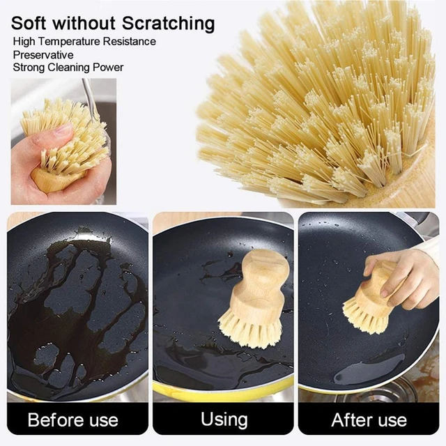 1pc Bamboo Dish Brush Scrub Brush with Durable Bristles for Kitchen Sink,  Pots, Pans,Baking Sheet,Cast Iron Skillet Dishes - AliExpress