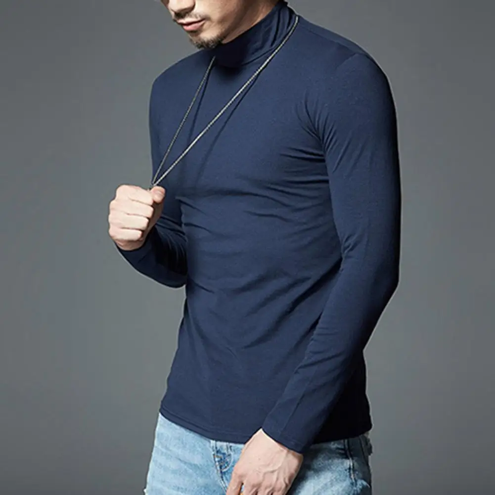

Trendy Simple Casual Pure Color Basic T-shirt Pullover Top Shrink Resistant Warm