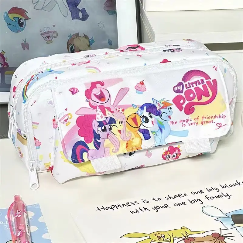Пенал с откидной крышкой My Little Pony, анимационная портативная многослойная сумка большой емкости для студентов, Канцтовары