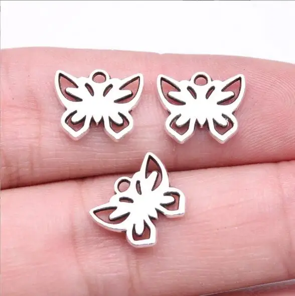 

50pcs 10x12mm Tibetan Silver Alloy Charms Lovely Butterfly Pendants EF3632