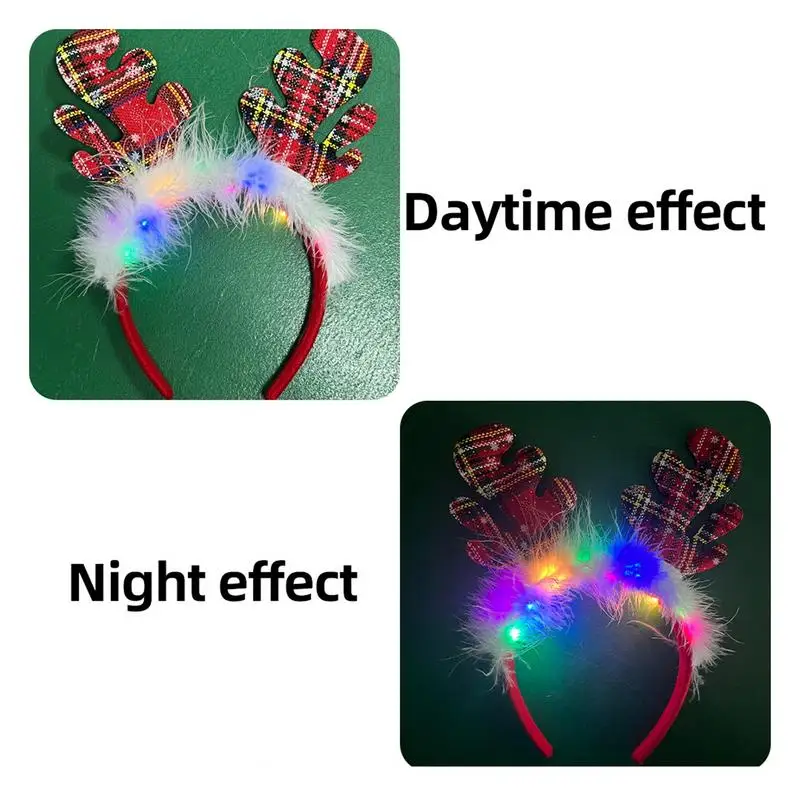 LED Christmas Antler Headband Reindeer Light Up Headband Luminous Hair Hoop Children Party Costume Cute Xmas Decoration