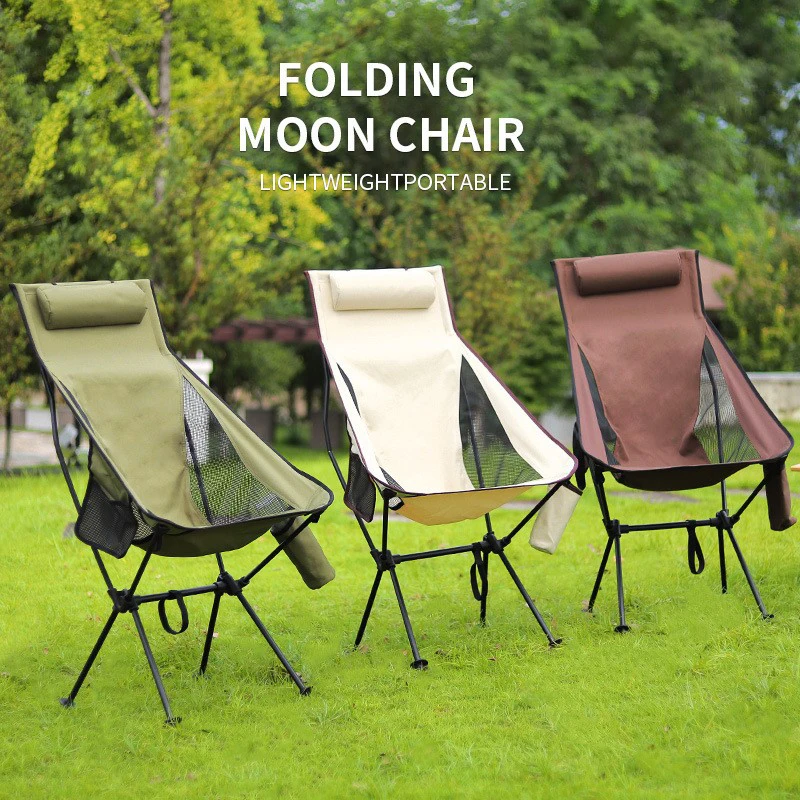 Sedia da campeggio con schienale alto moon chair ultraleggera in lega di alluminio pesca picnic barbecue sedia portatile da campeggio per il tempo libero