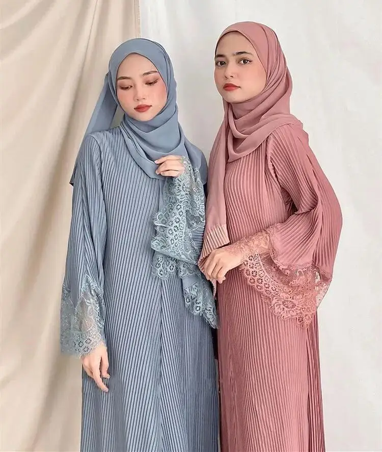 

Turkish Arabic Robe Lace Hijab Dress Muslim Women Modest Abaya Dubai Caftan Eid Ramadan Djellaba Islamic Caftan Prayer Garment