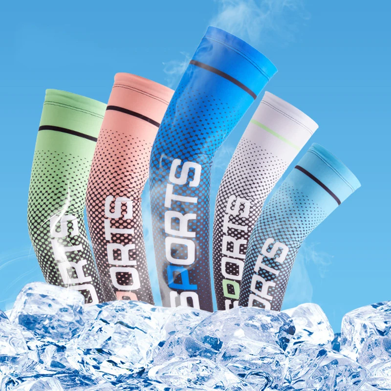 

2023 Summer New Sunscreen Ice Silk Sleeve UV Sun Protection Cooling Anti-Slip Arm Sleeves Men Women Outdoor Sport Cycling Sleeve