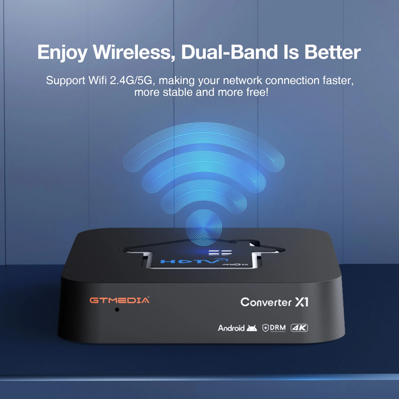 ATSC3.0 Android TV BOX GTMEDIA HDTV Converter X1 2GB 32GB Amlogic 4K DRM Tuner With 5G Wifi Bluetooth IR Remote Control For US