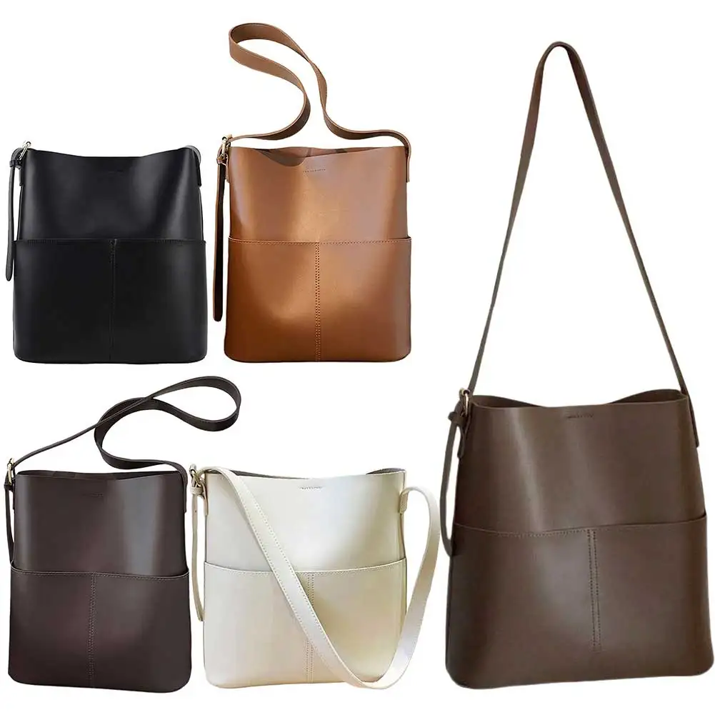

Women Leather Bucket Bag Multi Pocket Shoulder Tote Bag Versatile Top Handle Bag Satchel Hobo Bag Outdoor Travel Bag