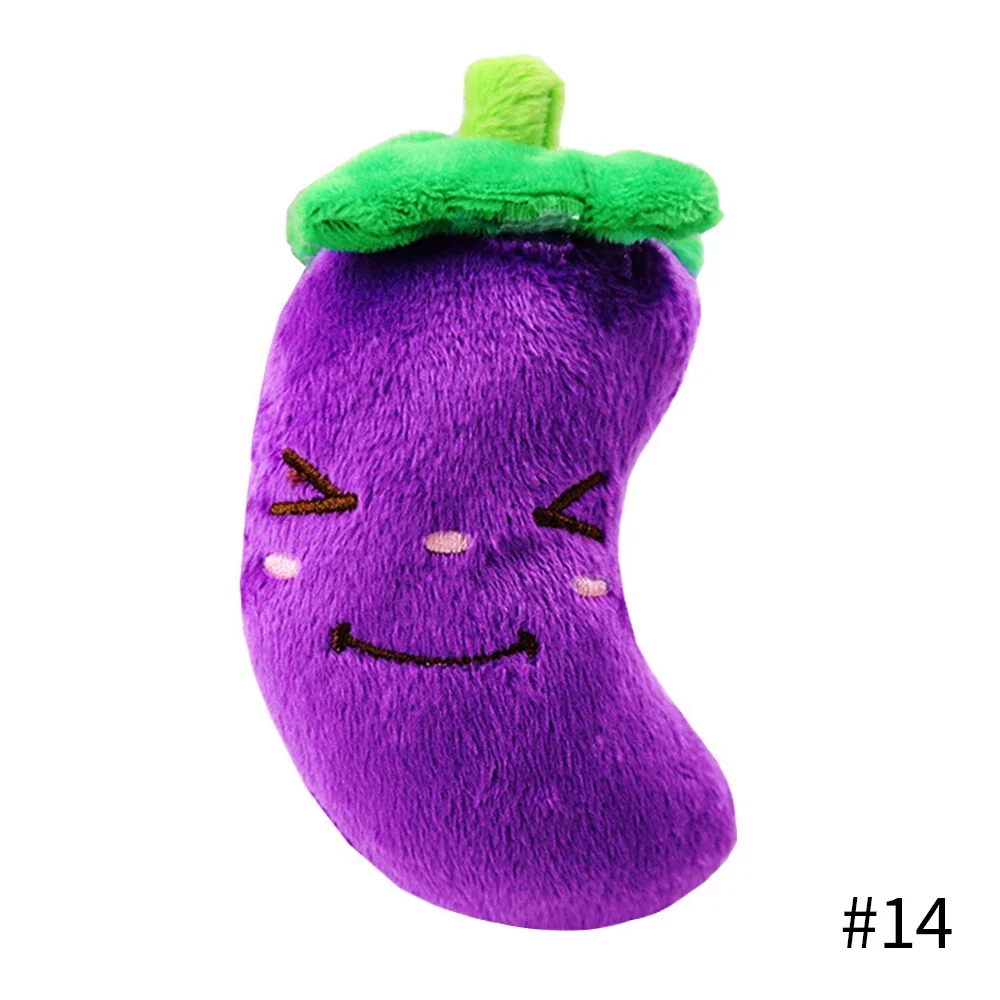 Pet-Friendly Cartoon Fruit Animals Plush Chew Toy with Squeaker