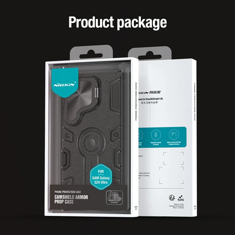 For Samsung Galaxy S24 Ultra Case NILLKIN CamShield Armor Prop Flip Lens Bracket Military Kickstand Holder S24Ultra Cover