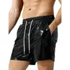 Sparkling Men Shorts Bright Color Shiny Shorts Elastic Waist Adjustable Drawstring Wide Leg Shorts Beach Casual Short Pants 3
