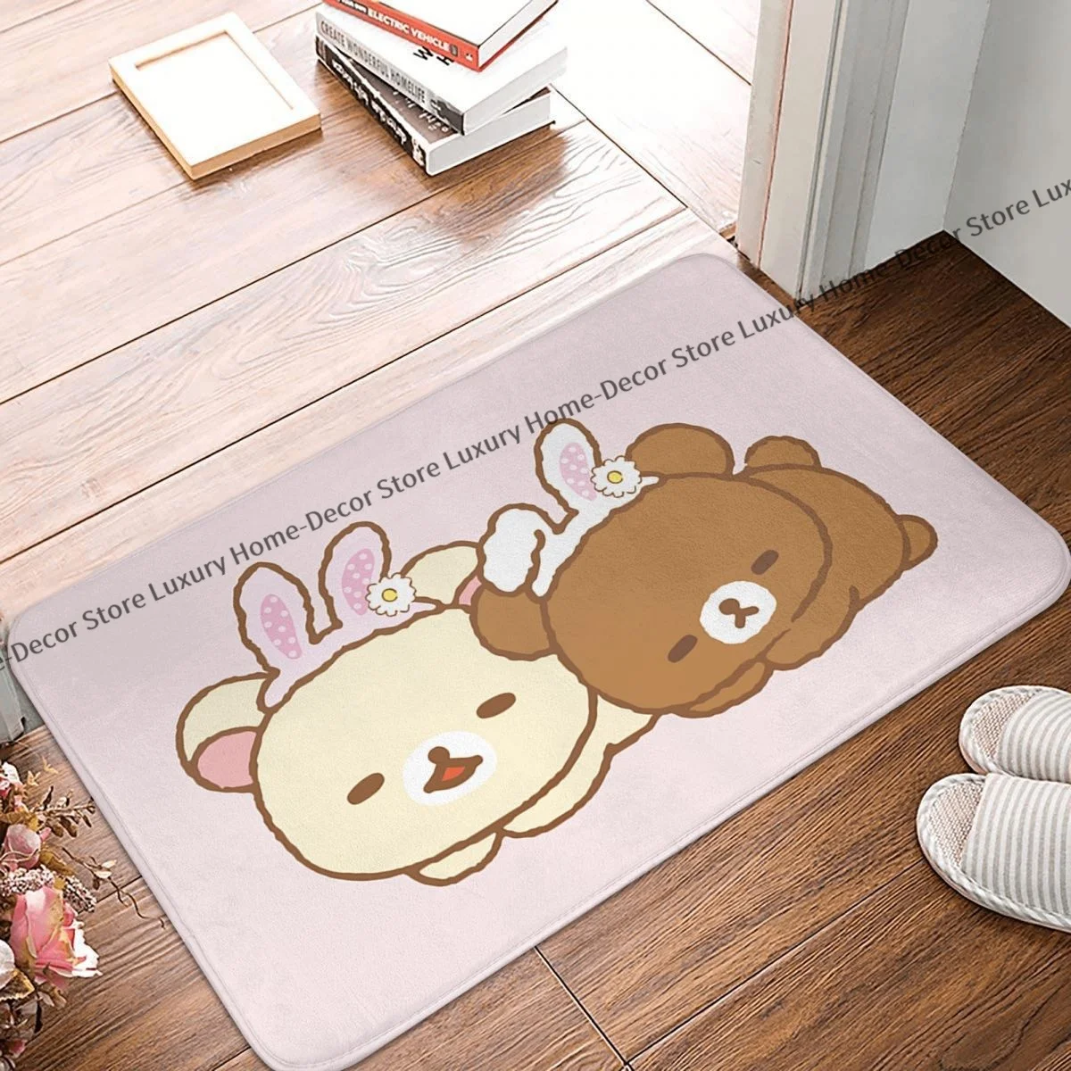 Rilakkuma Bear Bathroom Mat Sleep Doormat Flannel Carpet Entrance Door