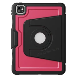Durable 360° Rotating Tablet Case with Kickstand & Magnetic Auto Sleep/Wake Function for Pro 11 2024 M4 (Wine Red)