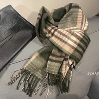 2024 Korean Style Winter Scarf for Women and Couples, Keep Warm Plaid Knit Scarf