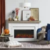 Landscape Electric Fireplace Mantel Insert Heater Remote Control 6ft Power Cord Realistic Log Flames Adjustable Thermostat Timer 2
