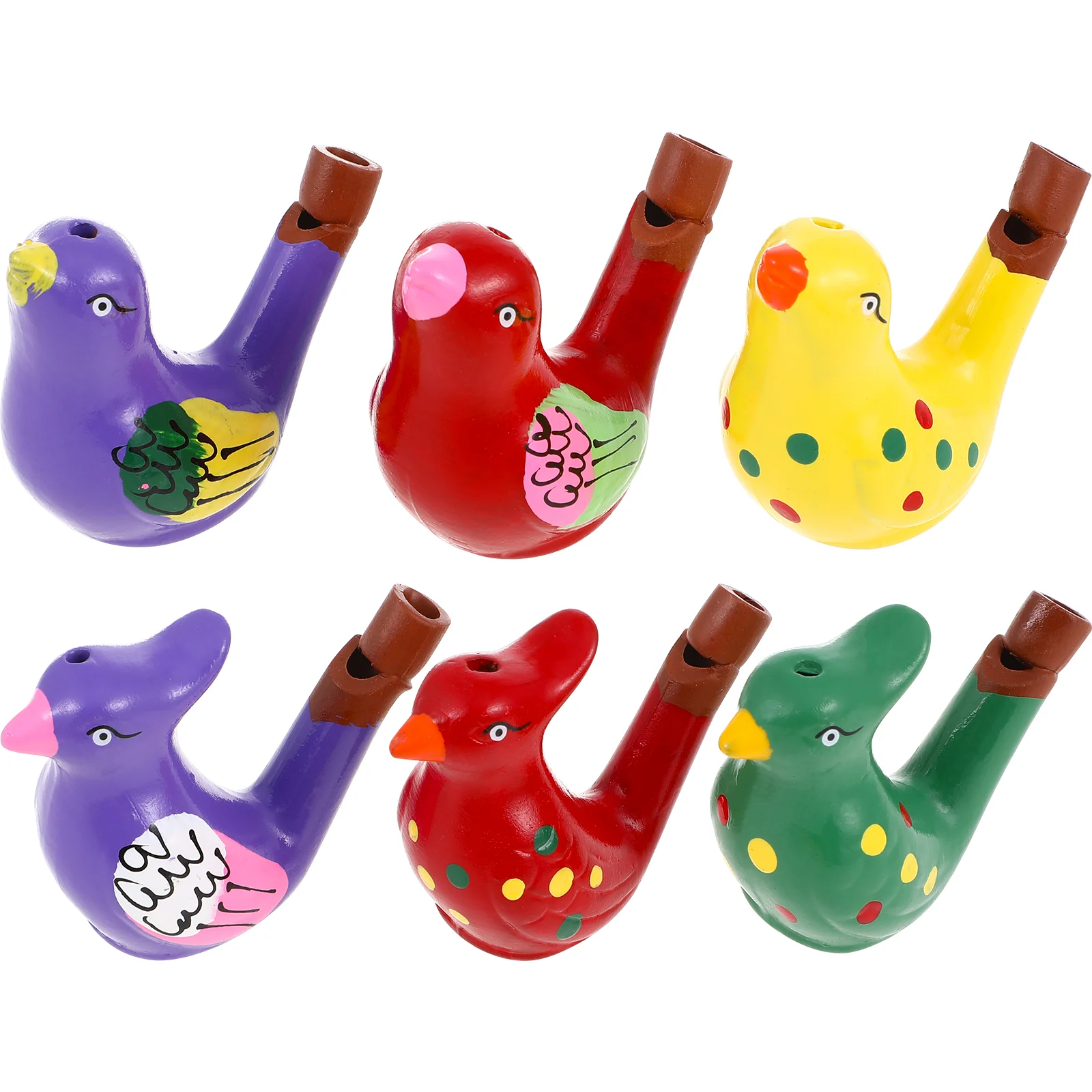 STOBOK 6Pcs Ceramic Whistles Funny Bird Water Whistles Noise Makers for Kids Birthday Favors Gifts Party horn Trumpet